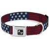 Dog Collar Seatbelt Buckle Stars Stripes2 Blue White Red 18 to 32 Inches 1.5 Inch Wide view 1