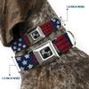 Dog Collar Seatbelt Buckle Stars Stripes2 Blue White Red 18 to 32 Inches 1.5 Inch Wide view 2