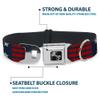 Dog Collar Seatbelt Buckle Stars Stripes2 Blue White Red 18 to 32 Inches 1.5 Inch Wide view 3