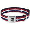 Dog Collar Seatbelt Buckle Americana Stripe Stars Blue Red White 15 to 26 Inches 1.0 Inch Wide view 1