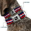Dog Collar Seatbelt Buckle Americana Stripe Stars Blue Red White 15 to 26 Inches 1.0 Inch Wide view 2