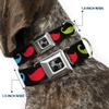 Dog Collar Seatbelt Buckle Mustaches 4 Black Multi Color 18 to 32 Inches 1.5 Inch Wide view 2
