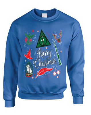 ALLNTRENDS Adult Sweatshirt Harry Christmas Cute Holiday Ugly Xmas Sweater (S, Royal Blue)