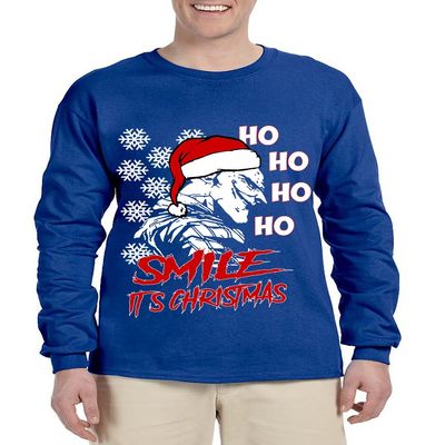 ALLNTRENDS Men's Long Sleeve Christmas Smile Its Christmas Ugly Gift (XL, Royal Blue)