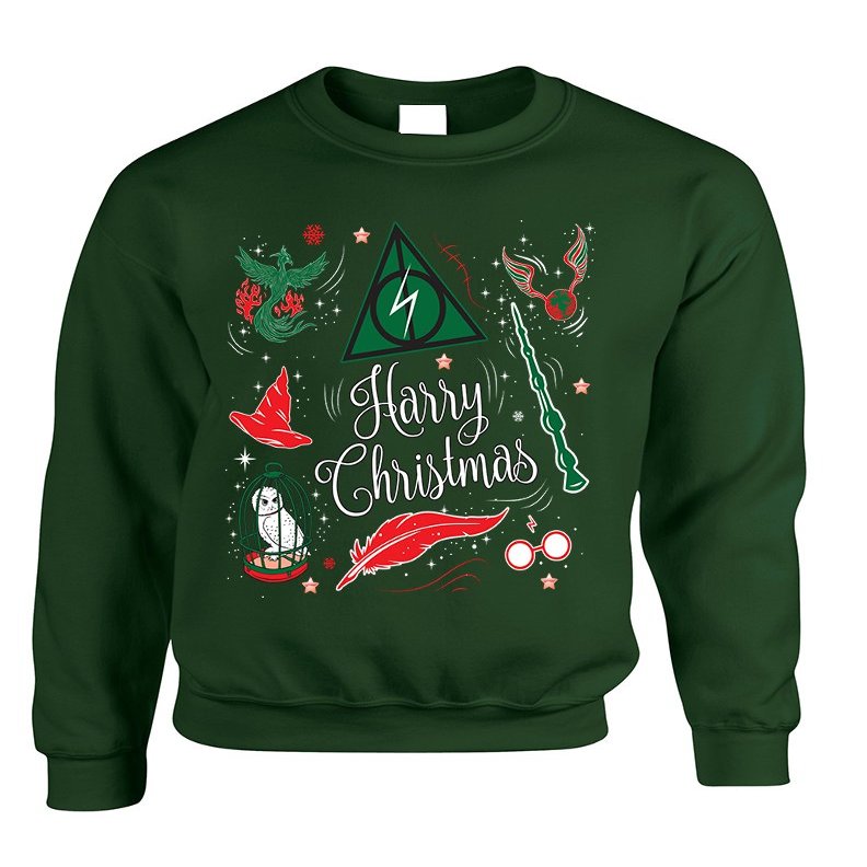 ALLNTRENDS Adult Sweatshirt Harry Christmas Cute Holiday Ugly Xmas Sweater (S, Forest Green)