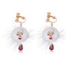 Grace Jun Gold Color Rabbit Fur Crystal Santa Claus Deer Clip on Earrings Non Piercing for Women (Deer clip on)
