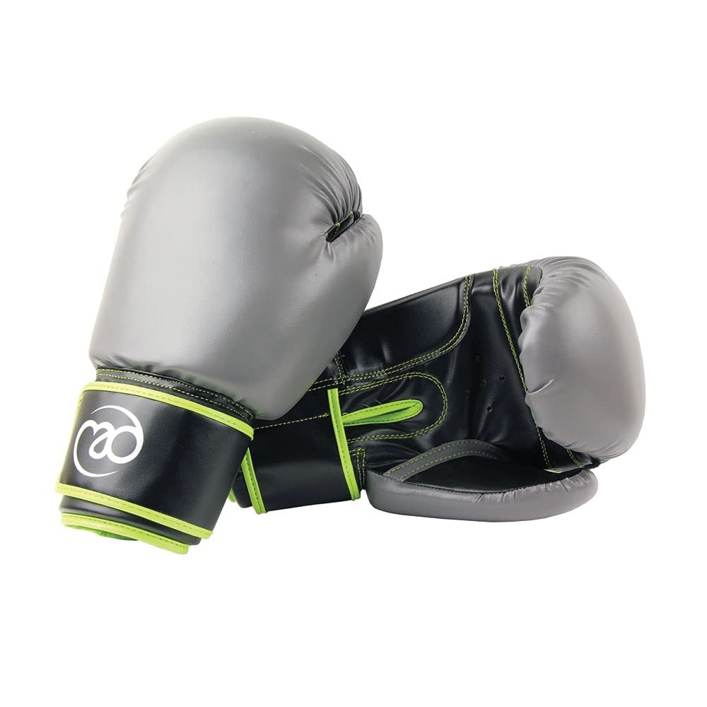 Fitness Mad Unisex's PVC Sparring Boxing Gloves, Green/Grey, 12 oz