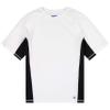 Beach Bros. Men's UPF 50+ Swim Shirt - Short Sleeve Quick Dry Rashguard - White/Black Color Block Panel, Small