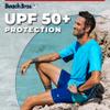 Beach Bros. Men's UPF 50+ Swim Shirt - Short Sleeve Quick Dry Rashguard - White/Black Color Block Panel, Small view 3
