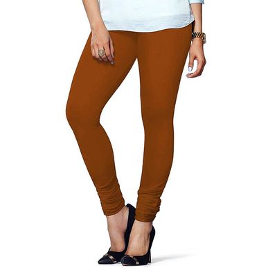 ladyline Extra Long Churidar Leggings Plain Cotton Indian Yoga Workout Pants for Women (Free Size-Rust)
