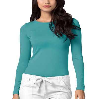 Adar Underscrubs for Women - Long Sleeve Underscrub Comfort Tee - 2900 - Aquamarine - XS