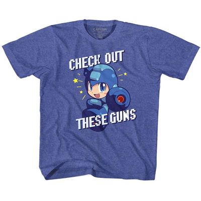Mega Man Capcom Video Game Check It Out Youth Big Boys T-Shirt Tee Blue