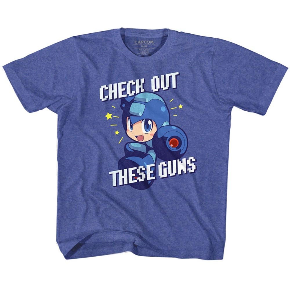 Mega Man Capcom Video Game Check It Out Youth Big Boys T-Shirt Tee Blue