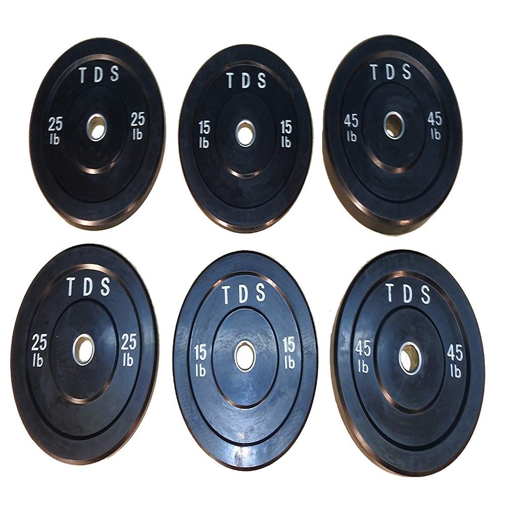 Premium Quality Virgin Pure Rubber Bumper Plate 170lb. set consists of (2) each (15lb, 25lb & 45lb) without any steel plates inside.