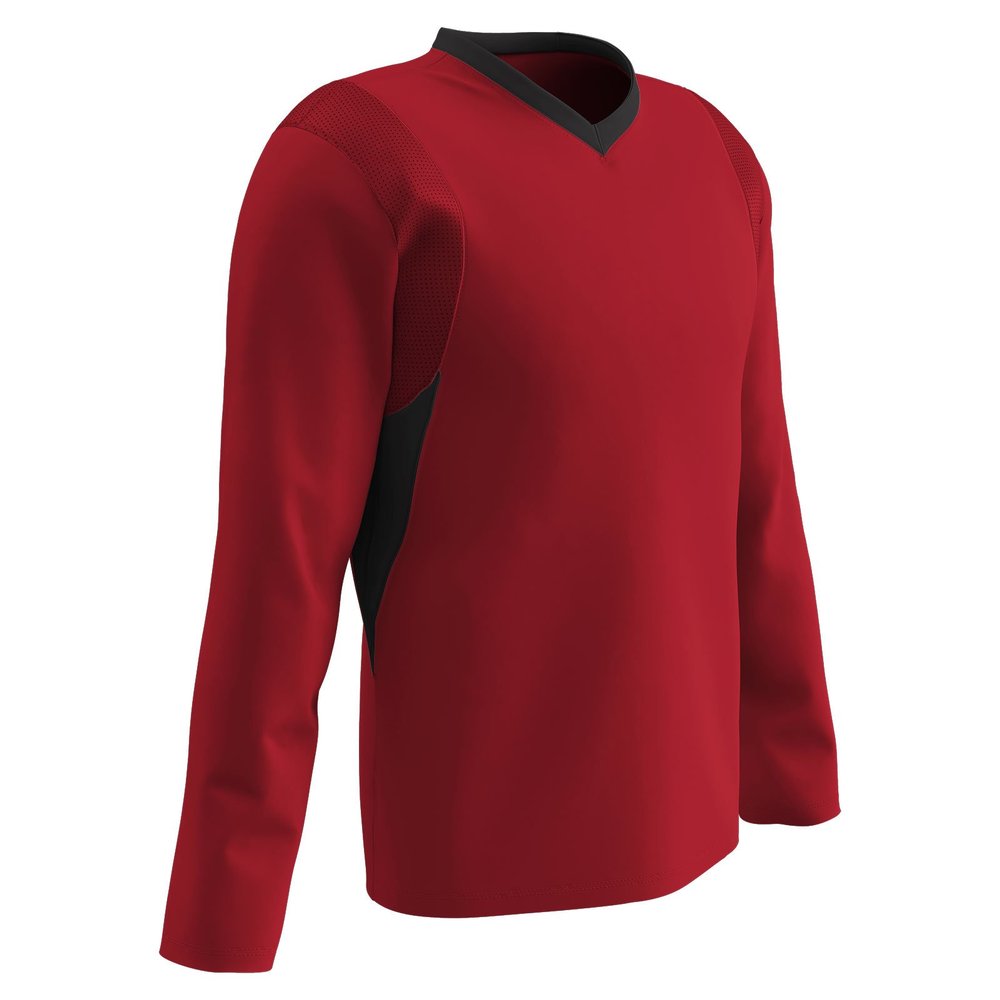 Champro Men's Standard Key Shooter Active Jersey Polyester Basketball Warmup Shirt, Scarlet, Black Inset, Adult Small