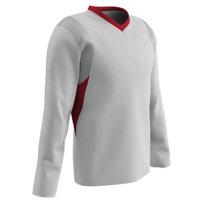 Champro Men's Standard Key Shooter Active Jersey Polyester Basketball Warmup Shirt, White, Scarlet Inset, Adult 3X-Large