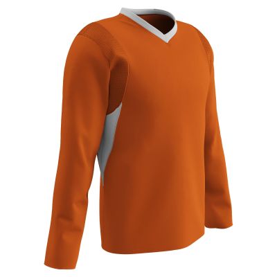Champro Men's Standard Key Shooter Active Jersey Polyester Basketball Warmup Shirt, Orange, White Inset, Adult Large