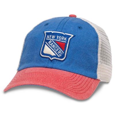 AMERICAN NEEDLE Hanover Officially Licensed NHL Hockey Team Mesh Hat, New York Rangers, Ivory/Royal/Red (43352A-NYR)
