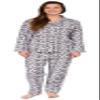 Leisureland Women's Cotton Flannel Pajama Set Zebra Print (X-Large, White with Black) view 1