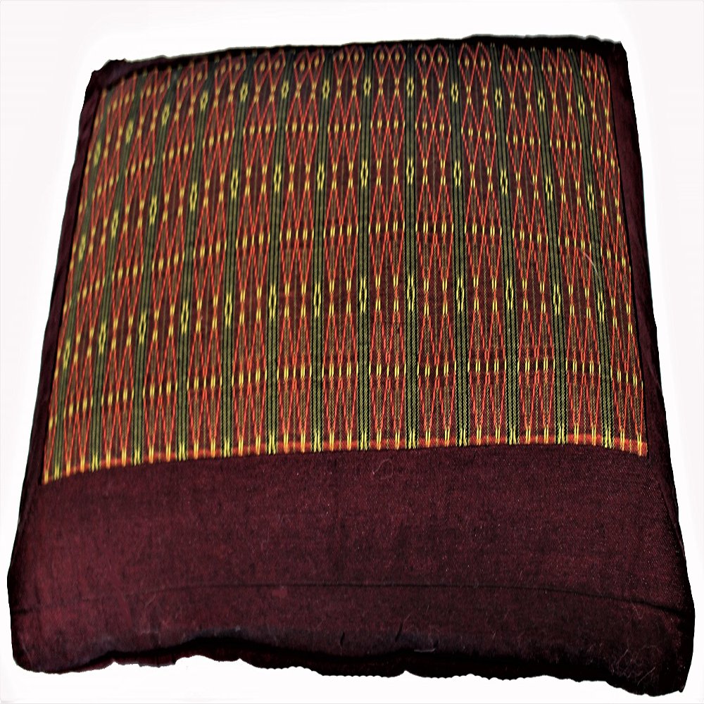 Boon Decor Meditation Bench Cushion for Kneeling Seiza (Global Weave Burgundy Brown)
