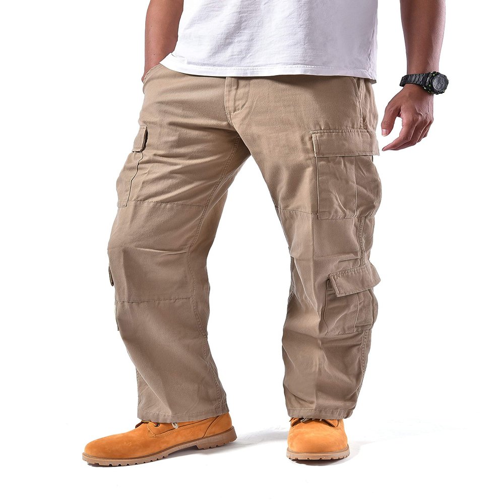 BACKBONE Mens Military Army Style Camouflage Cargo Pants for Fishing Hunting Gaming Camping (42, Khaki)