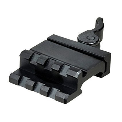 360 Tactical Quick Detachable Base Mount with Lever Lock System Easy Removal Metal Black Accessories Single Rail 3-Slot Angle 45 Degree Off-Set Mount