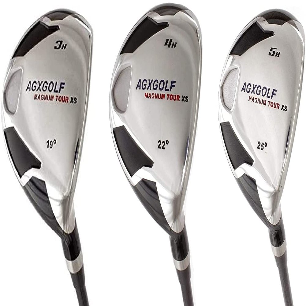 AGXGOLF Men's Magnum XS #3, 4 & 5 Hybrid Utility Irons Set w/Graphite Shafts + Covers Right Hand; Cadet, Regular or Tall Lengths; US Built