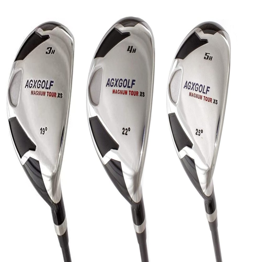 AGXGOLF Men's Magnum XS #3, 4 & 5 Hybrid Utility Irons Set w/Graphite Shafts + Covers Right Hand; Cadet, Regular or Tall Lengths; US Built