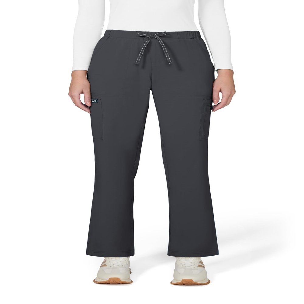KOI Basics Women's Holly Cargo Scrub Pants, 8 Pockets, Drawstring Waist Charcoal XX-Small Petite