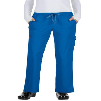 KOI Basics Women's Holly Cargo Scrub Pants, 8 Pockets, Drawstring Waist Royal Blue X-Large Tall
