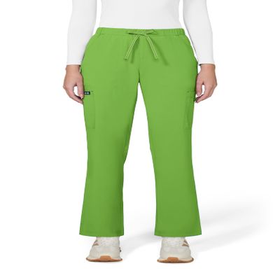 KOI Basics Women's Holly Cargo Scrub Pants, 8 Pockets, Drawstring Waist Green Tea Small Petite