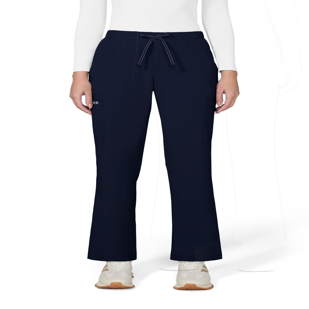 KOI Basics Women's Holly Cargo Scrub Pants, 8 Pockets, Drawstring Waist Navy XX-Small