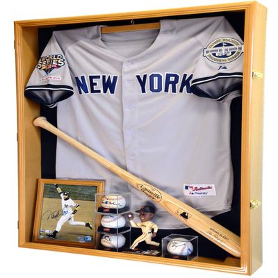 sfDisplay.com,LLC. Sports Jersey Display Case Select Your Size 98% UV Lockable 3 Sizes to Choose Uniform Jacket Frame (Oak Wood Finish, Extra Deep Jersey=38x29x4.75)