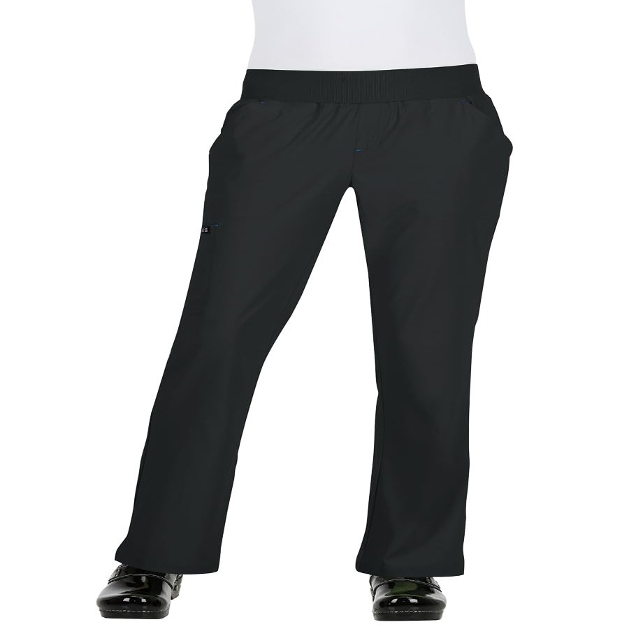 KOI Basics Laurie Women's 6-Pocket Yoga-Style Scrub Pants Black Large Tall