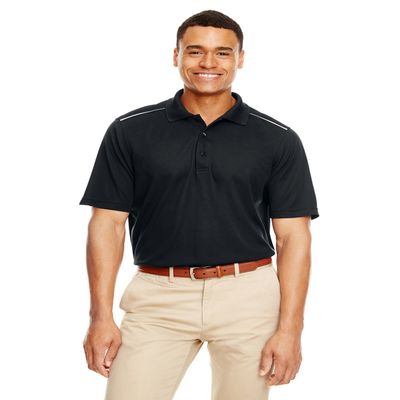 Men's Radiant Performance Piqu Polo with Reflective Piping S BLACK