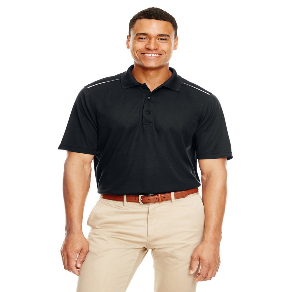 Men's Radiant Performance Piqu Polo with Reflective Piping S BLACK