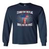 Long Sleeve Adult T-Shirt I Stand for Flag Kneel for Cross American Flag (F) DT (X Large, Navy Blue) view 1