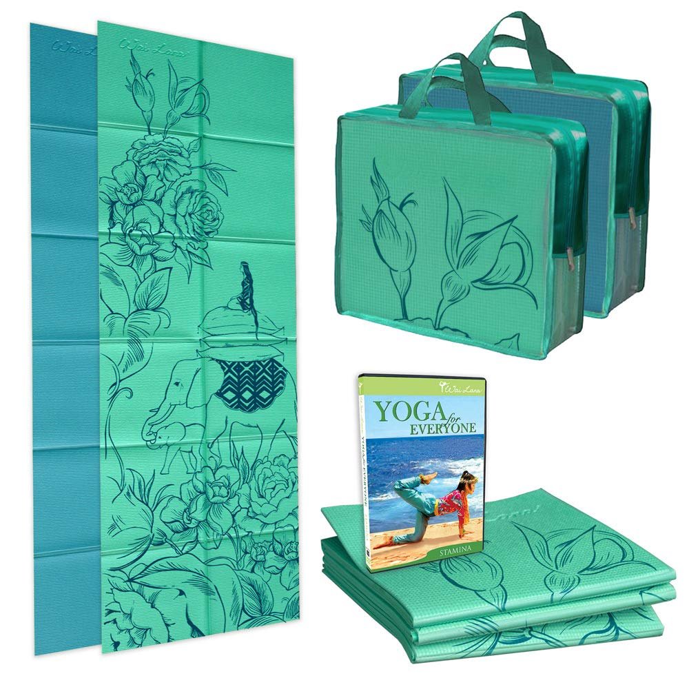 Folding Yoga Mat and Tote with Yoga DVD (Yoga Mat Thickness: 4mm; Folded Size: 29cm x 30.5 cm x 5cm) - Wai Lana