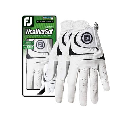 FootJoy Women's WeatherSof 2-Pack Prior Generation Golf Glove, White Medium/Large, Worn on Left Hand