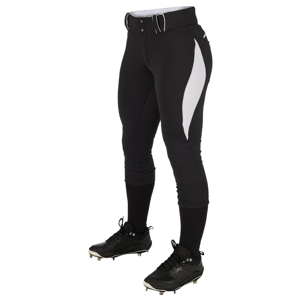 CHAMPRO womens Low-rise Women's Softball Surge Traditional Style Low Rise Pant, Black, White, XX-Large US