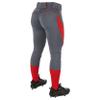 CHAMPRO girls Low-rise Girls' Softball Surge Traditional Style Low Rise Pant, Graphite, Scarlet, Medium US view 3