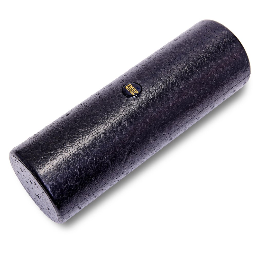 Deep Recovery Yoga Foam Roller for Physical Therapy & Exercise Black Back Roller for Back Pain, Legs, and Shoulders, 12in x 4in Travel Size Deep Tissue Massage for Myofascial Release