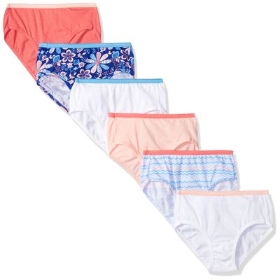 Hanes Big Girl's Cotton Brief 6-Pack Underwear, Assorted, 10