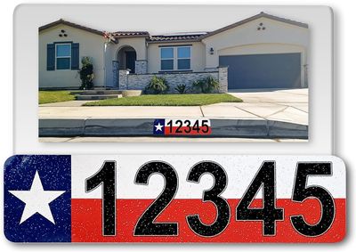 Curb-N-Sign Texas Curb Wraps, Reflective Aluminum Peel and Stick Curb Address Decals (Texas Flag)