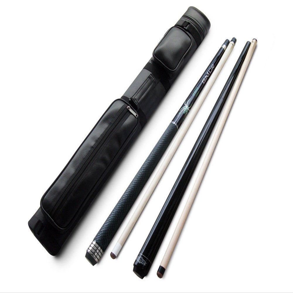 Champion Black Spider Billiard Pool Cue 20 oz, Black Nemesis Jump&Break cue 22 oz, 2X2 Black Case