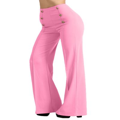 J. LOVNY Womens Sailor Bell Bottom High Waist Long Pants Made in USA S-3XL Red