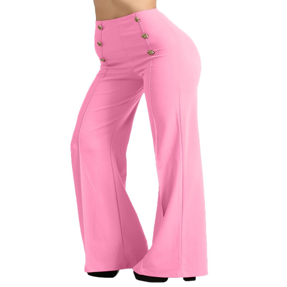 J. LOVNY Womens Sailor Bell Bottom High Waist Long Pants Made in USA S-3XL Red