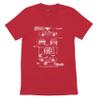 1966 Ford Mustang GT Blueprint V-Neck T-Shirt American Classic Men's Novelty Red XX-Large view 1