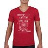 1966 Ford Mustang GT Blueprint V-Neck T-Shirt American Classic Men's Novelty Red XX-Large view 2