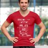1966 Ford Mustang GT Blueprint V-Neck T-Shirt American Classic Men's Novelty Red XX-Large view 3